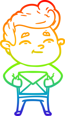 Gökkuşağı gradyan çizimi mutlu bir çizgi film adamı bir insan tarafından çizilmiş