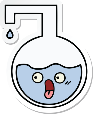 Bir insan tarafından çizilmiş şirin bir karikatür bilim deneyinin çıkartması.