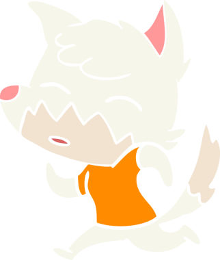 Bir insan tarafından çizilmiş düz renk çizgi film tilkisi