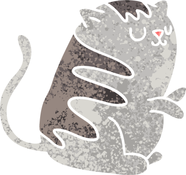 Bir insan tarafından çizilmiş eski çizim tarzı tuhaf çizgi film kedisi