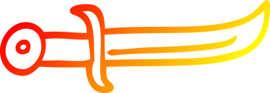 Bir insan tarafından çizilmiş kavisli çizgi bir hançerin sıcak gradyan çizimi