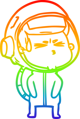 Bir insan tarafından çizilen gökkuşağı gradyan çizimi stresli astronot