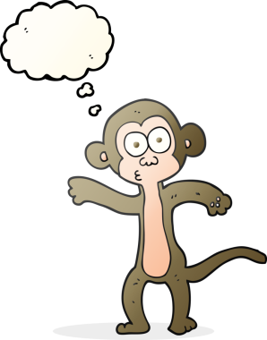 Bir insan tarafından çizilmiş serbest çizim baloncuk çizgi film maymunu