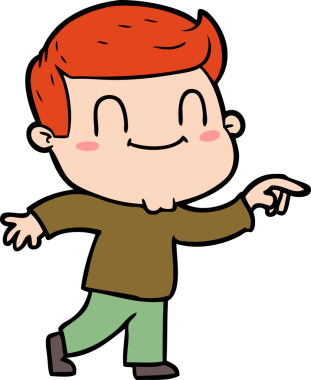 Bir insan tarafından çizilmiş çizgi film dostu bir adam.