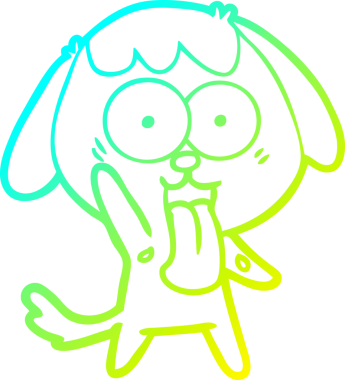 Bir insan tarafından çizilmiş şirin bir çizgi köpeğin soğuk gradyan çizgisi.