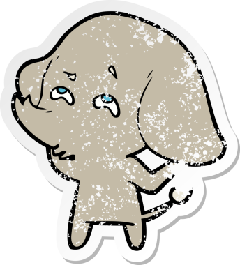 Bir insan tarafından çizilmiş karikatür filinin sıkıntılı çıkartması