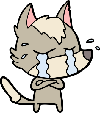 Bir insan tarafından çizilmiş ağlayan kurt çizgi filmi.