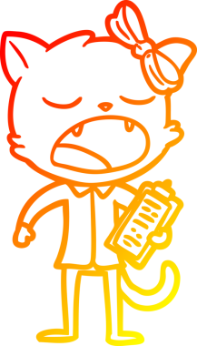 Bir insan tarafından çizilen esneyen kedinin sıcak çizgi çizimi