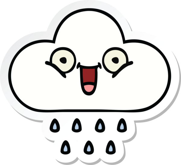 Bir insan tarafından çizilmiş şirin bir yağmur bulutunun çıkartması.