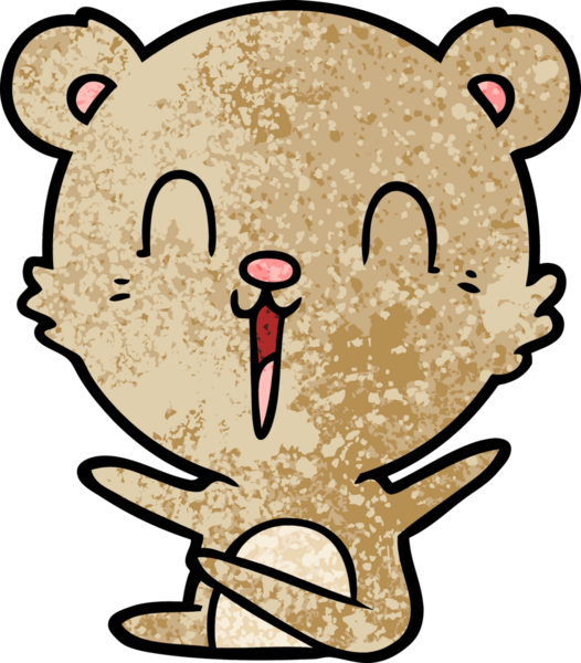 Bir insan tarafından çizilmiş mutlu bir çizgi film ayısı.