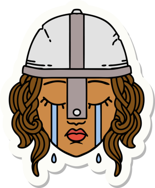 Bir insan tarafından çizilmiş ağlayan bir insan dövüşçüsünün çıkartması.