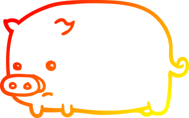 Bir insan tarafından çizilmiş şirin bir domuzun sıcak çizgi çizimi