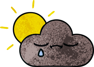 Bir fırtına bulutunun retro grunge dokusu ve bir insan tarafından çizilmiş güneş.