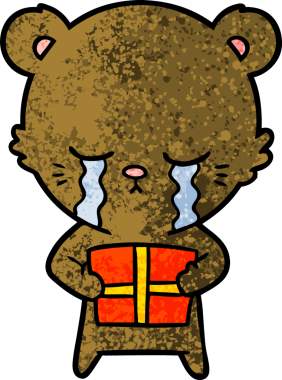 Bir insan tarafından çizilmiş ağlayan çizgi film ayısı.