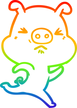 Gökkuşağı gradyan çizgi çizimi Bir insan tarafından çizilen sinir bozucu domuz