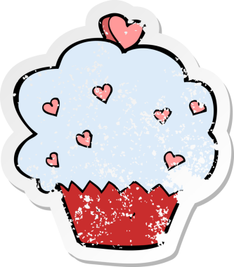 Bir insan tarafından çizilmiş bir karikatür kekinin gerilimli yapıştırması.