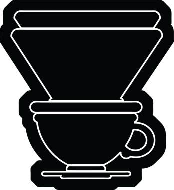 Bir insan tarafından çizilmiş filtre kahve fincanının vektör simgesi