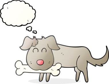 Bir insan tarafından çizilmiş kemikli serbest çizim baloncuk köpekleri.