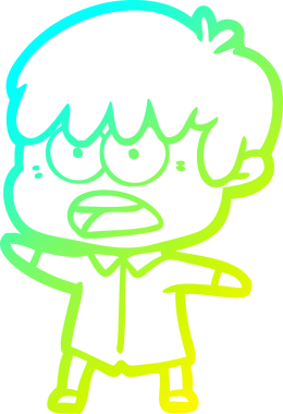 Bir insan tarafından çizilmiş endişeli çizgi film çocuğunun soğuk gradyan çizgisi.