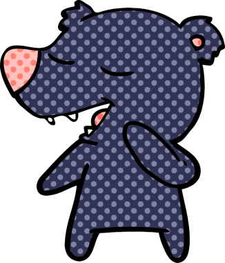 Bir insan tarafından çizilmiş çizgi film ayısı.