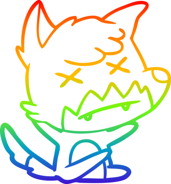 gökkuşağı gradyan çizgi çizimi bir insan tarafından çizilmiş çapraz gözlü tilki