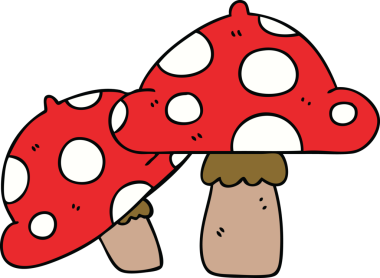 Bir insan tarafından çizilmiş garip mantarlar.