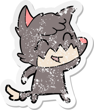 Bir insan tarafından çizilmiş mutlu bir tilkinin sıkıntılı çıkartması.