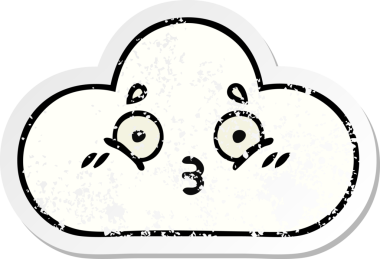 Bir insan tarafından çizilmiş şirin beyaz bulutun sıkıntılı çıkartması.
