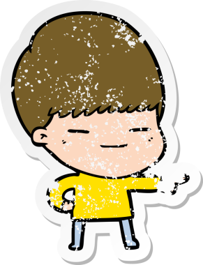 Bir insan tarafından çizilmiş kendini beğenmiş bir çizgi film karakterinin sıkıntılı çıkartması.