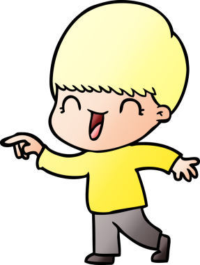 Bir insan tarafından çizilmiş mutlu çizgi film çocuğu.