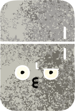 Bir insan tarafından çizilmiş buzdolabının retro çizim tarzı karikatürü.