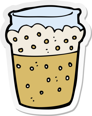 Bir insan tarafından çizilmiş bir bardak bira etiketi.