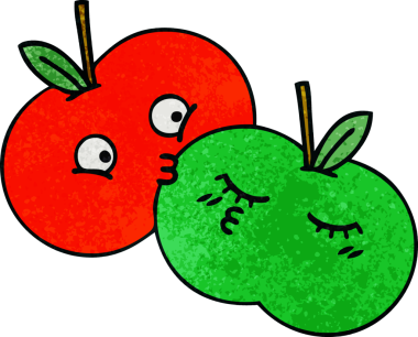 Bir insan tarafından çizilmiş elmaların retro grunge deseni