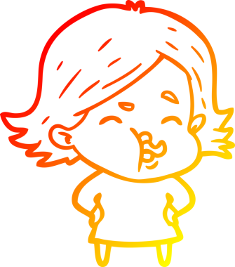 Bir insan tarafından çizilmiş bir çizgi film kızının sıcak çizgi çizimi.