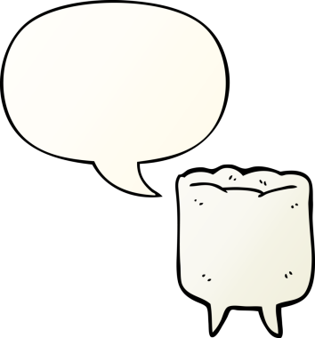 bir insan tarafından çizilmiş düzgün eğimli konuşma baloncuklu çizgi film dişleri