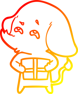 İnsan tarafından çizilmiş bir karikatür filinin sıcak çizgi çizimi.