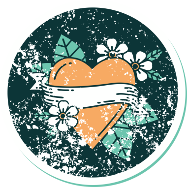 Bir insan tarafından çizilmiş kalp ve bayrağın sembolik depresif dövme şekli