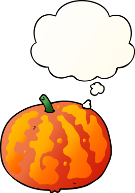 Düşünce baloncuklu karpuz, bir insan tarafından çizilmiş düzgün eğimli bir şekil.