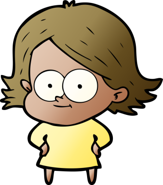 Bir insan tarafından çizilmiş mutlu çizgi film kızı.