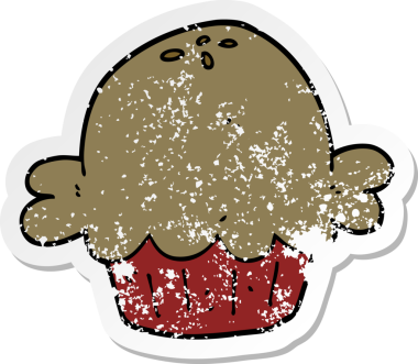 Bir insan tarafından çizilmiş karikatür pastasının sıkıntılı çıkartması.