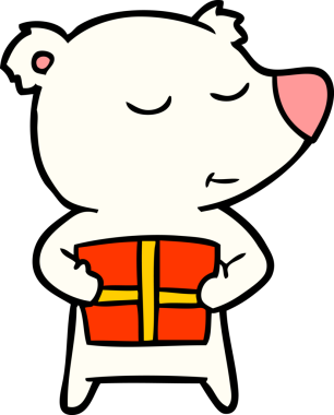 Bir insan tarafından çizilmiş mutlu kutup ayısı çizgi filmi.