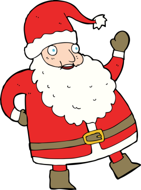 Bir insan tarafından çizilmiş komik bir Noel Baba çizgi filmi.