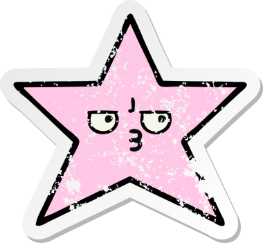 Bir insan tarafından çizilmiş sevimli bir yıldız balığının sıkıntılı çıkartması.