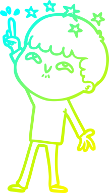 Bir çizgi film karakteri, bir insan tarafından çizilmiş soğuk gradyan çizimi.