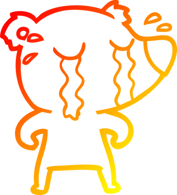 Bir insan tarafından çizilmiş ağlayan bir ayının sıcak çizgi çizimi