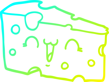 Bir insanın çizdiği karikatür peynirinin soğuk gradyan çizimi