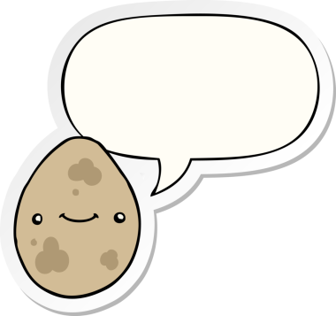 Bir insan tarafından çizilmiş konuşma balonu etiketli karikatür yumurtası.