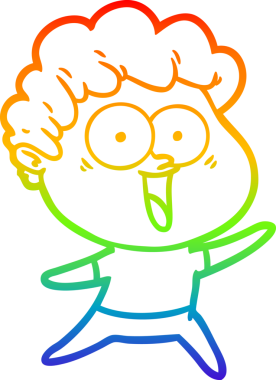 gökkuşağı gradyanı çizimi bir insan tarafından çizilmiş heyecanlı bir adam karikatürü