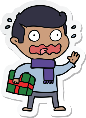 Bir insan tarafından çizilmiş karikatür adamın çıkartması.