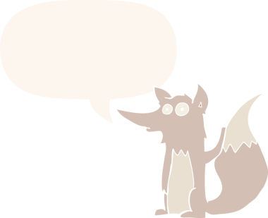 bir insan tarafından çizilmiş, konuşma baloncuklu çizgi film kurdu.